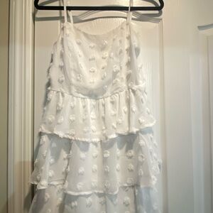 White Tiered Sleeveless Dress